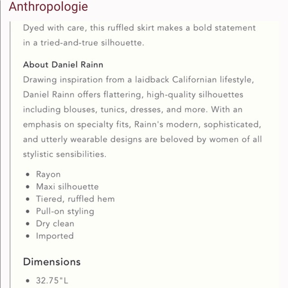 Anthropologie Daniel Rainn Patrizia Ruffled Maxi Skirt - Picture 5 of 11